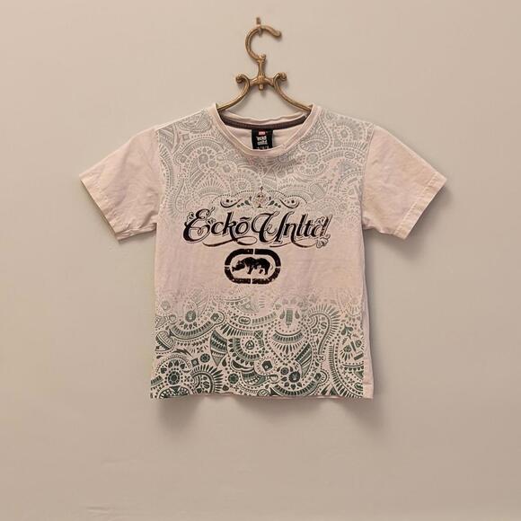 Y2K Ecko Unltd Green Paisley T-shirt - Skatercore Punk - Toddler 4 - Picture 1 of 5